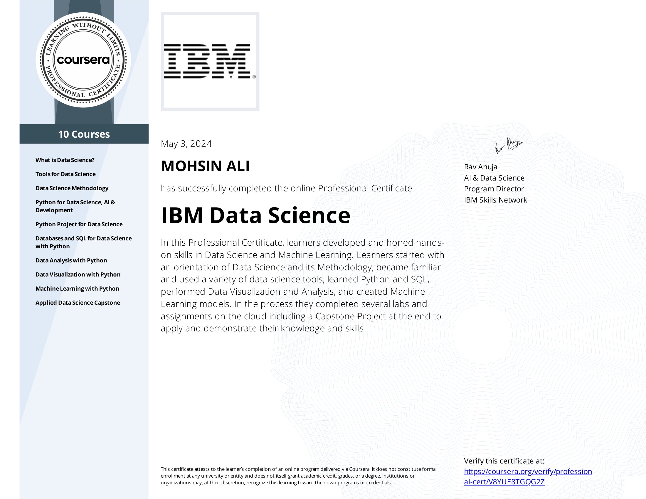 IBM Data Science Professional Certificate